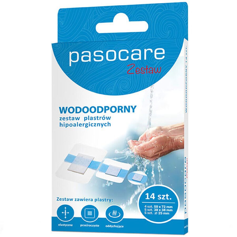 Pasocare Waterproof, set hypoallergene pleisters, 14 stuks