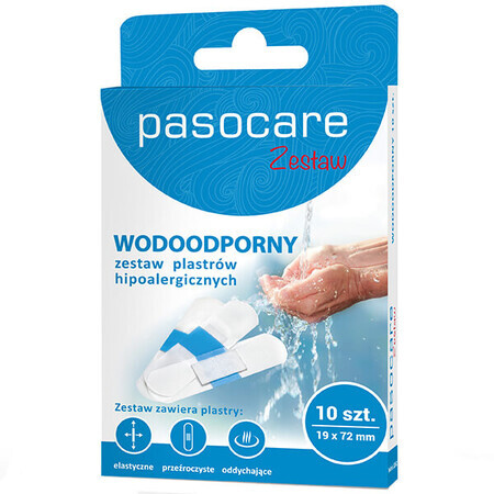 Pasocare Waterproof, set hypoallergene pleisters, 10 stuks