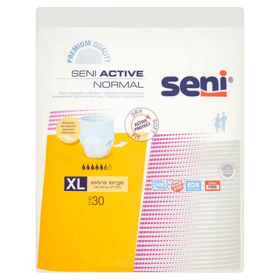 Seni Active Normal, calzoncillos absorbentes, Extra Large, 120-160 cm, 30 unidades