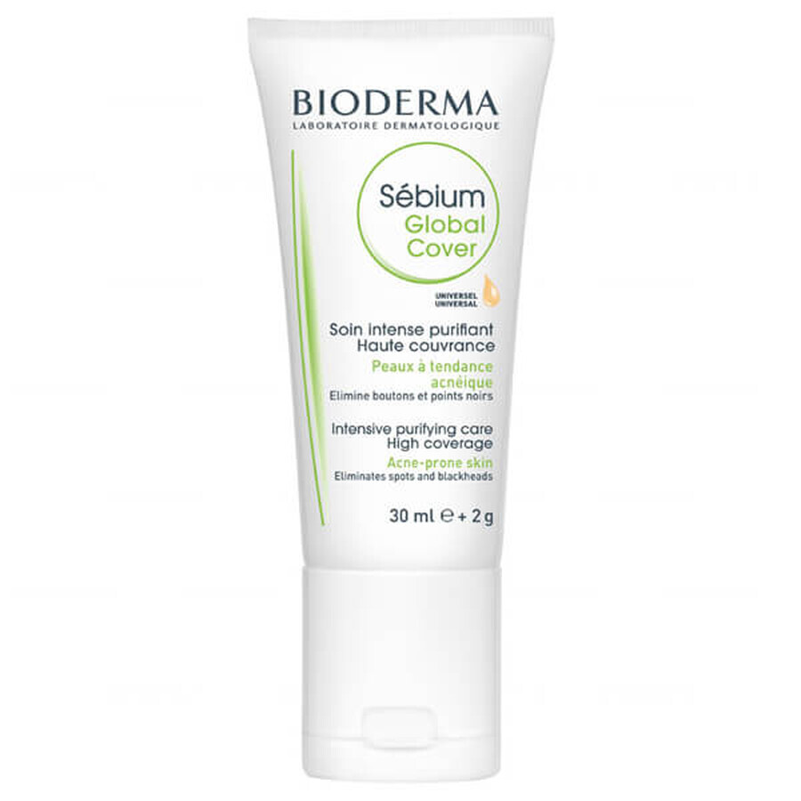 Bioderma Sebium Global Cover, anti-acne kleurcrème met spot concealer, 30 ml