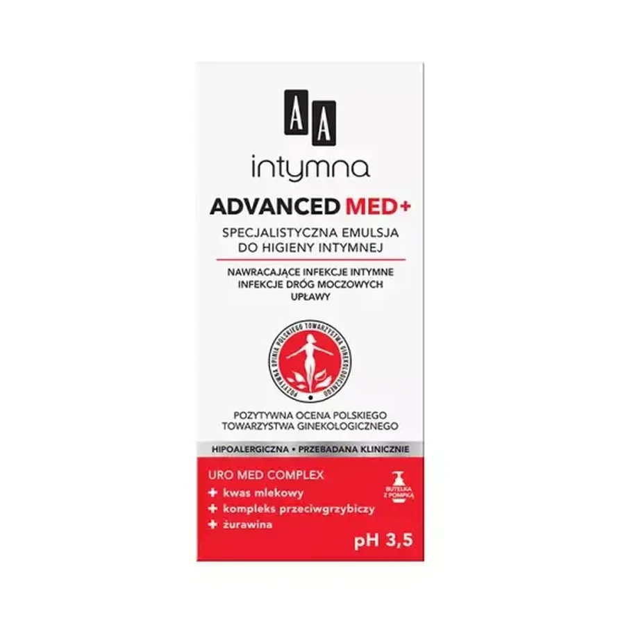 AA Intymna Advanced Med+ ph 3.5, emulsione specializzata per l'igiene intima, 300 ml