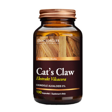 Doctor Life Cat's Claw Extract Amazonian Herbs, griffe de chat, 100 gélules