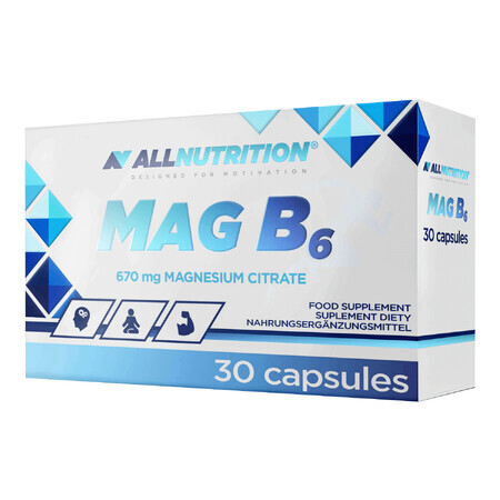 Allnutrition Mag B6, magnesiumcitraat + vitamine B6, 30 capsules