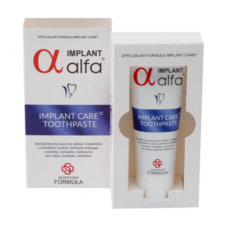 Alfa Implant, dentifrice spécialisé pour les dents et les implants, 75 ml