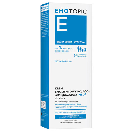 Emotopic E Med+, verzachtende en verzachtende lichaamsverzachtende crème, voor volwassenen en kinderen vanaf 1 dag, 200 ml