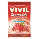 Suikervrij aardbeiensnoepje Creme Life, 60 g, Vivil