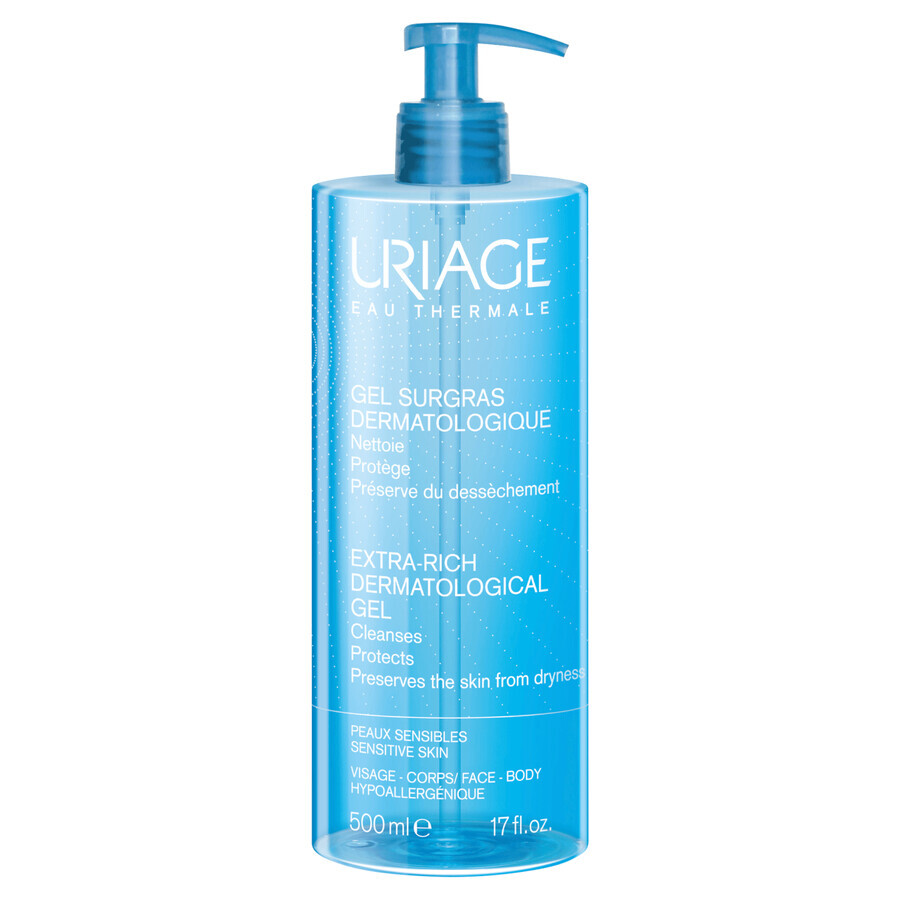 Uriage Eau Thermale, Dermatological face and body cleansing gel, sensitive and irritated skin, 500 ml