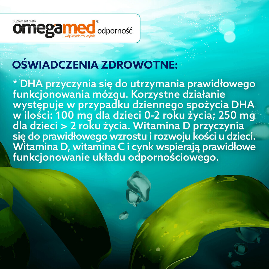 Omegamed Immunity 5+, DHA uit algen, siroop in kauwcapsules voor kinderen vanaf 5 jaar, sinaasappelsmaak, 30 capsules