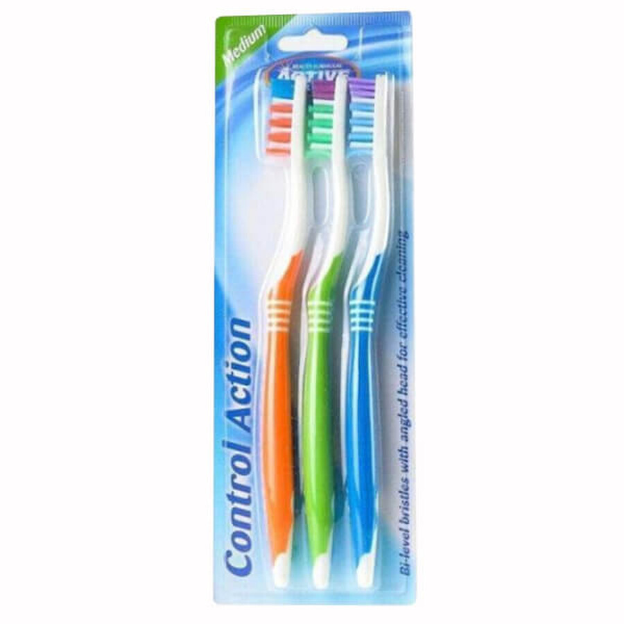 Beauty Formulas Active Oral Care Toothbrush, Control Action, Medium, 3 Pack