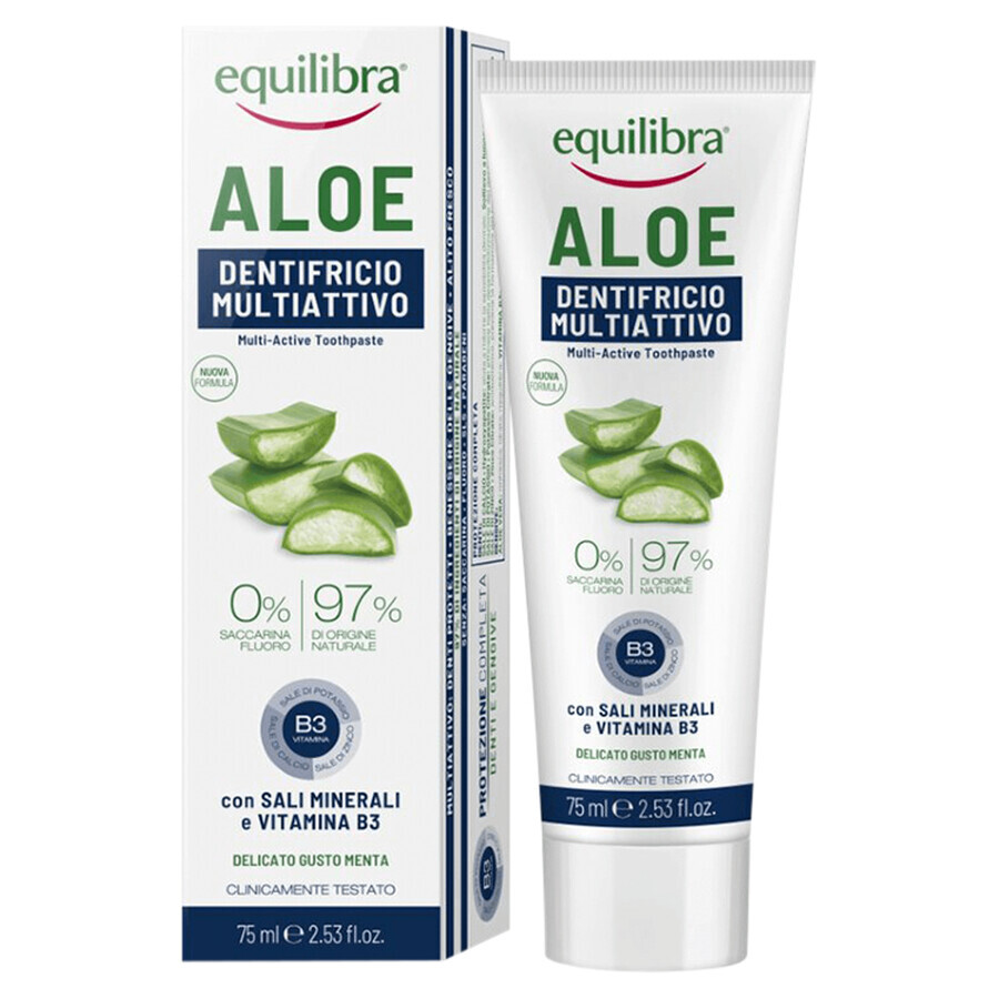 Equilibra Aloe, gel dentífrico triple acción, sin flúor, 75 ml