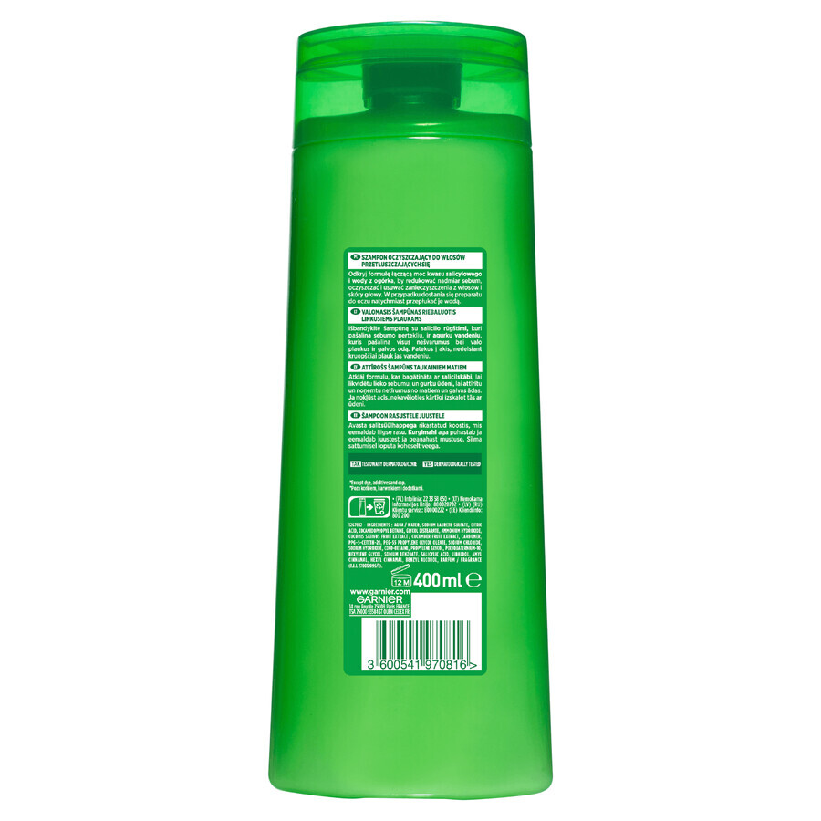 Garnier Fructis Fresh, Shampoo rinforzante, per capelli normali e rapidamente grassi, 400 ml