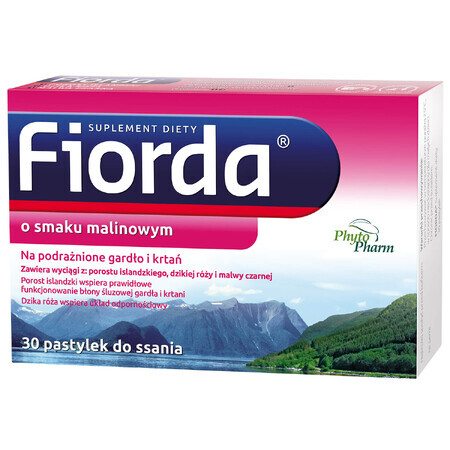 Fiorda, frambozensmaak, 30 zuigtabletten