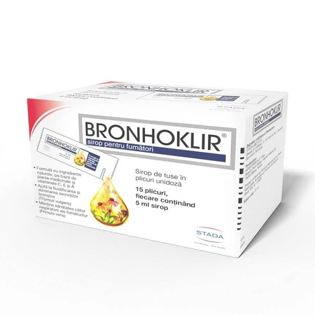 Bronhoklir siroop voor rokers, 15 sachets, Stada