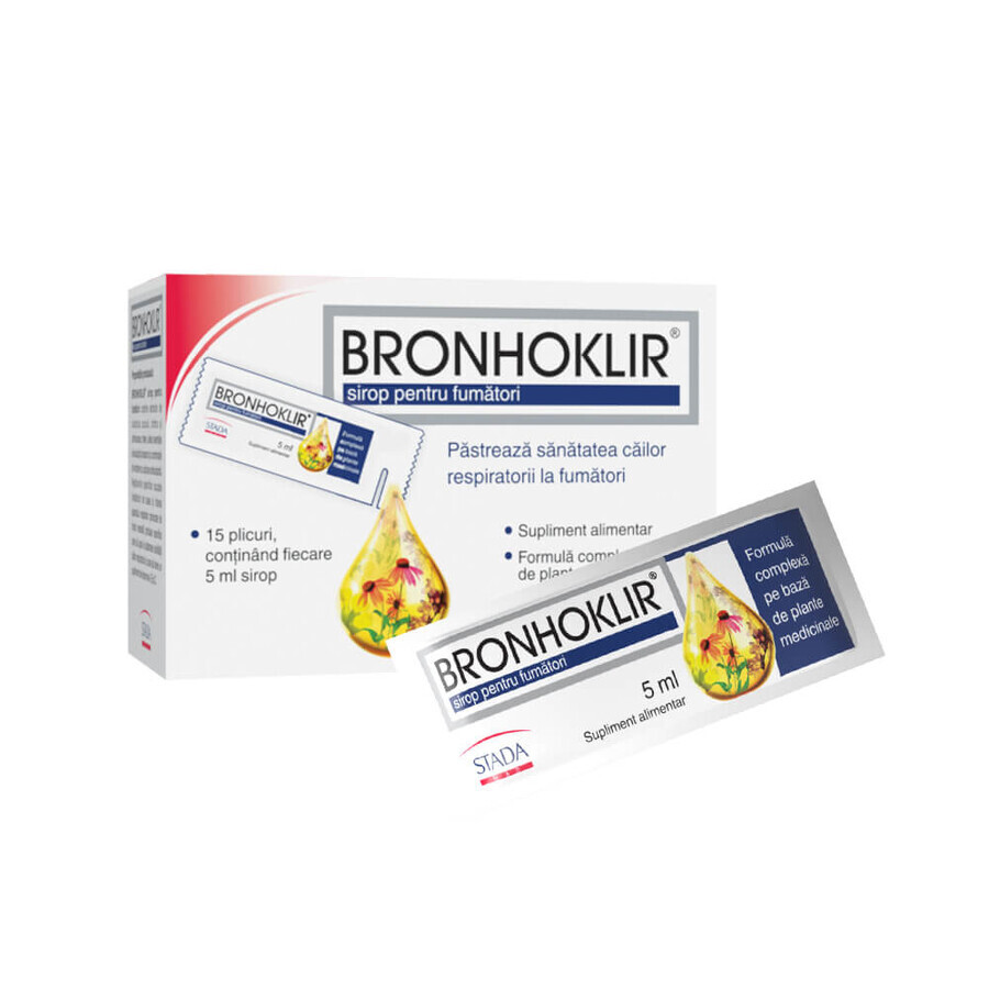 Bronhoklir siroop voor rokers, 15 sachets, Stada