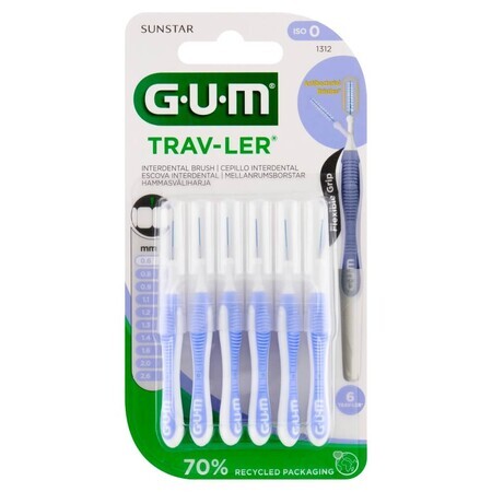 Scovolini Interdentali 0,6 mm Blu Chiaro - Set da 6, Sunstar Gum Trav-ler