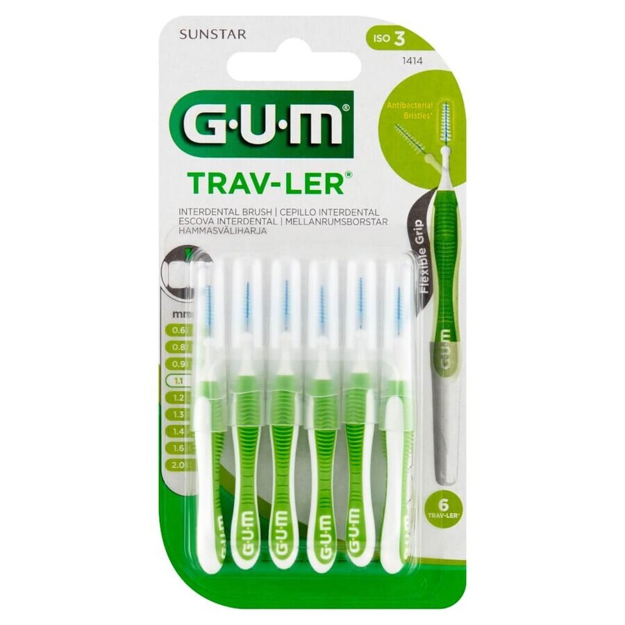 Sunstar Gum Trav-Ler Interdental Brush 1.1mm 6 Pack