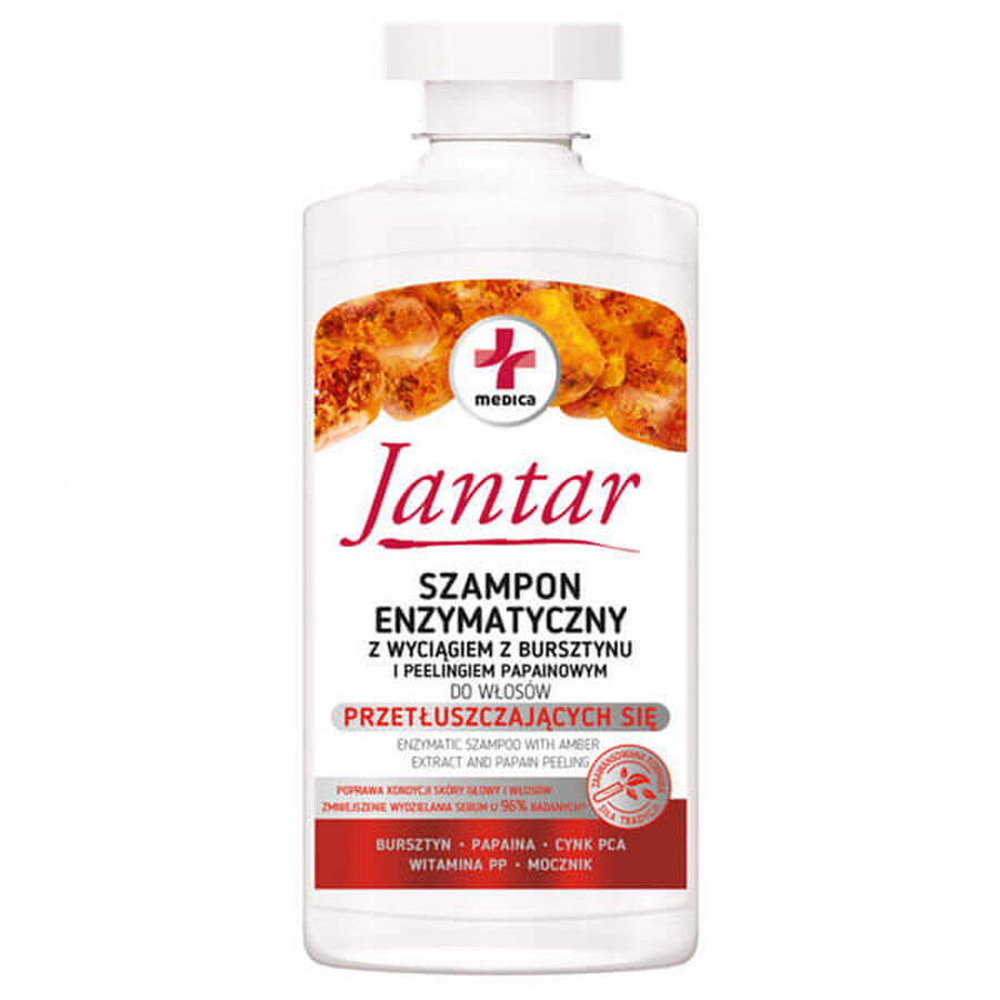 Jantar Medica, shampooing enzymatique à l'extrait d'ambre pour cheveux gras, 330 ml