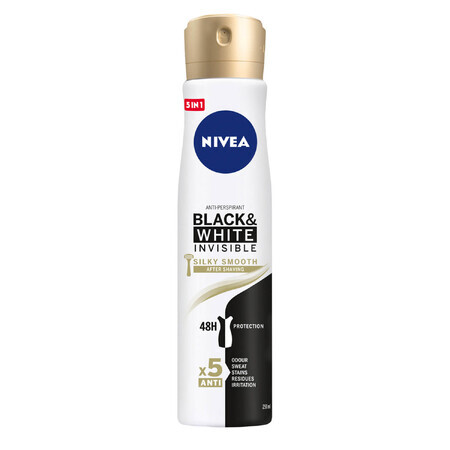 Nivea, spray antitranspirant, Invisible Black & White, Silky Smooth, 250 ml