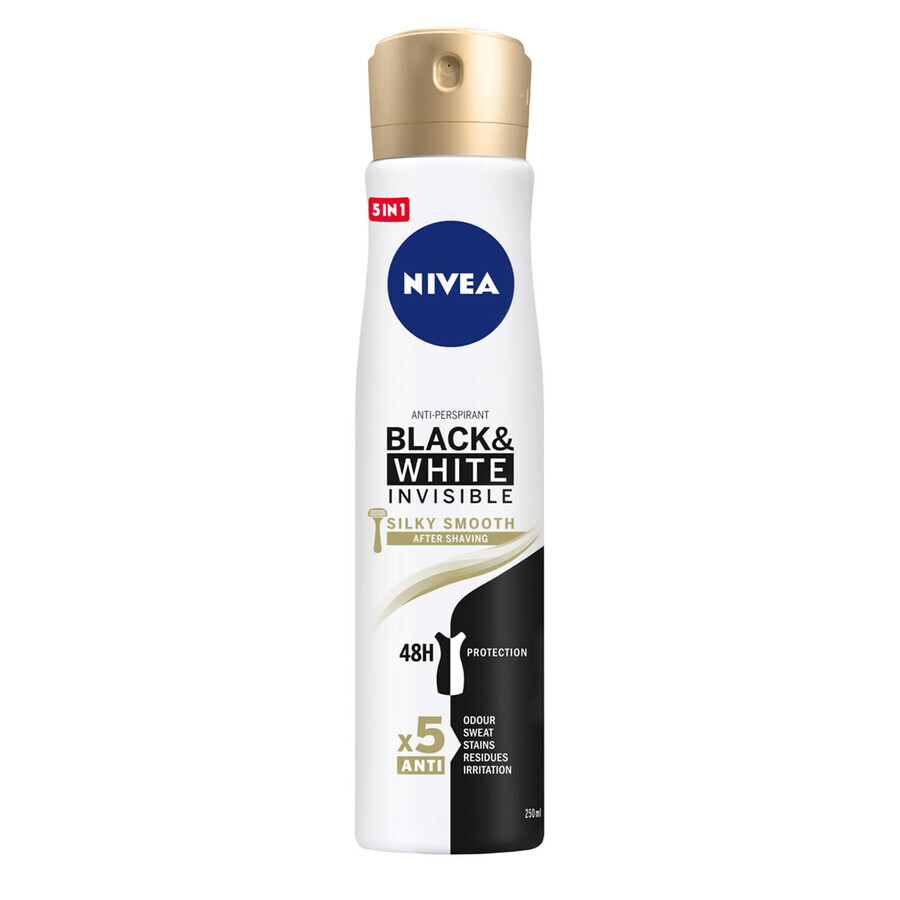 Nivea Schwarz-Weiß Unsichtbarer Seidenweicher Antitranspirant mit Sprühkopf, 250ml