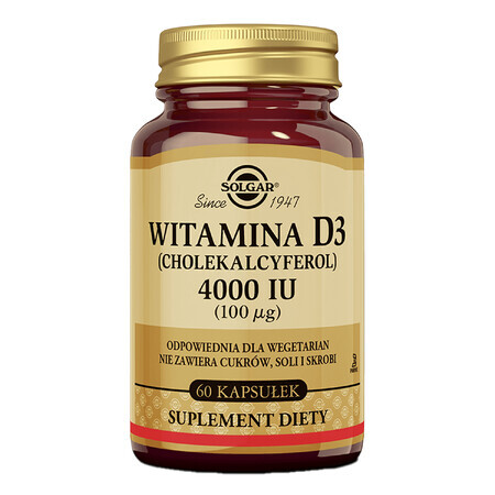 Solgar Vitamine D3 4000 IE, 60 plantencapsules