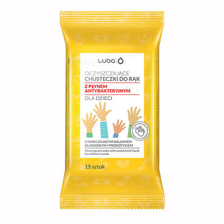 Luba, lingettes humides avec liquide antibactérien pour enfants, 15 pièces