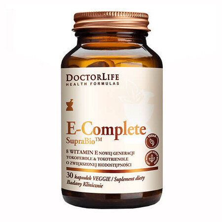 Doctor Life, E-Complete SupraBio, vitamine E, tocophérols et tocotriénols, 30 gélules