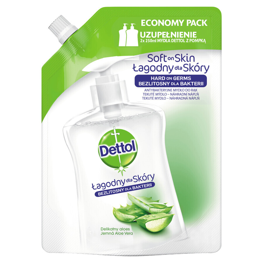 Dettol, săpun lichid antibacterian, aloe vera și vitamina E, stoc, 500 ml