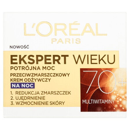 L'Oréal Age Expert 70+, crème de nuit nourrissante anti-rides, 50 ml