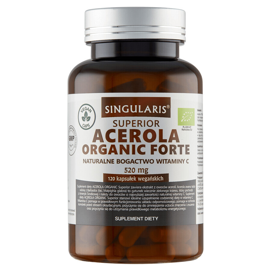 Singularis Superior, Acerola Organisch Forte 520 mg, 120 capsules