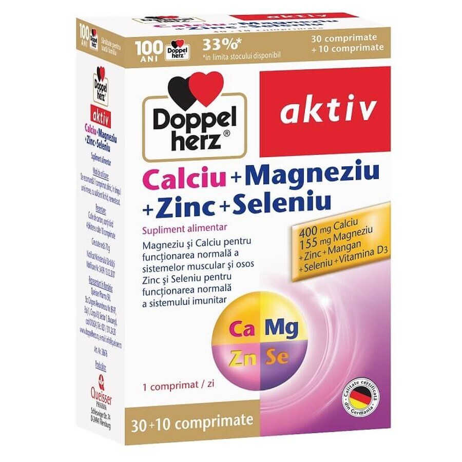 Calcio + Magnesio + Zinco + Selenio, 30 + 10 compresse, Doppelherz