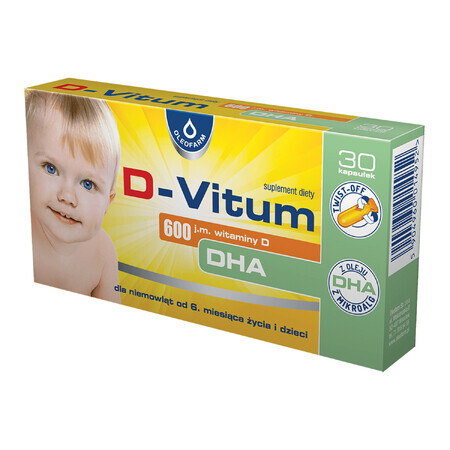 D-vitum 600 UI de vitamine DHA, pour les nourrissons à partir de 6 mois, 30 gélules détachables