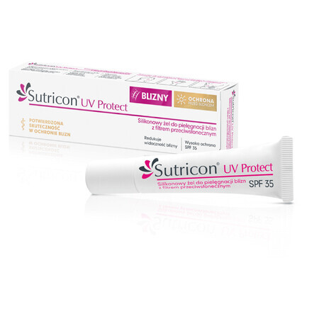 Sutricon UV Protect, gel de silicone pour le soin des cicatrices avec écran solaire SPF 35, 15 ml