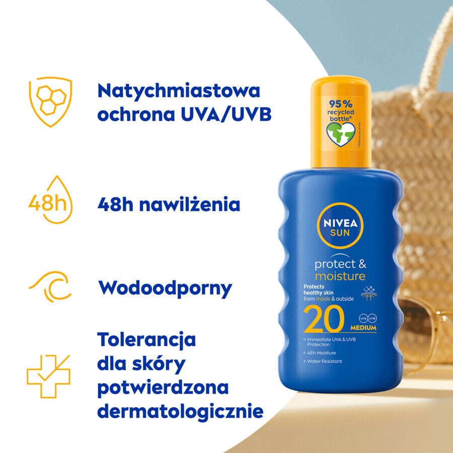 Nivea Sun Protect &amp; Moisture, hydraterende zonnespray SPF 20, 200 ml