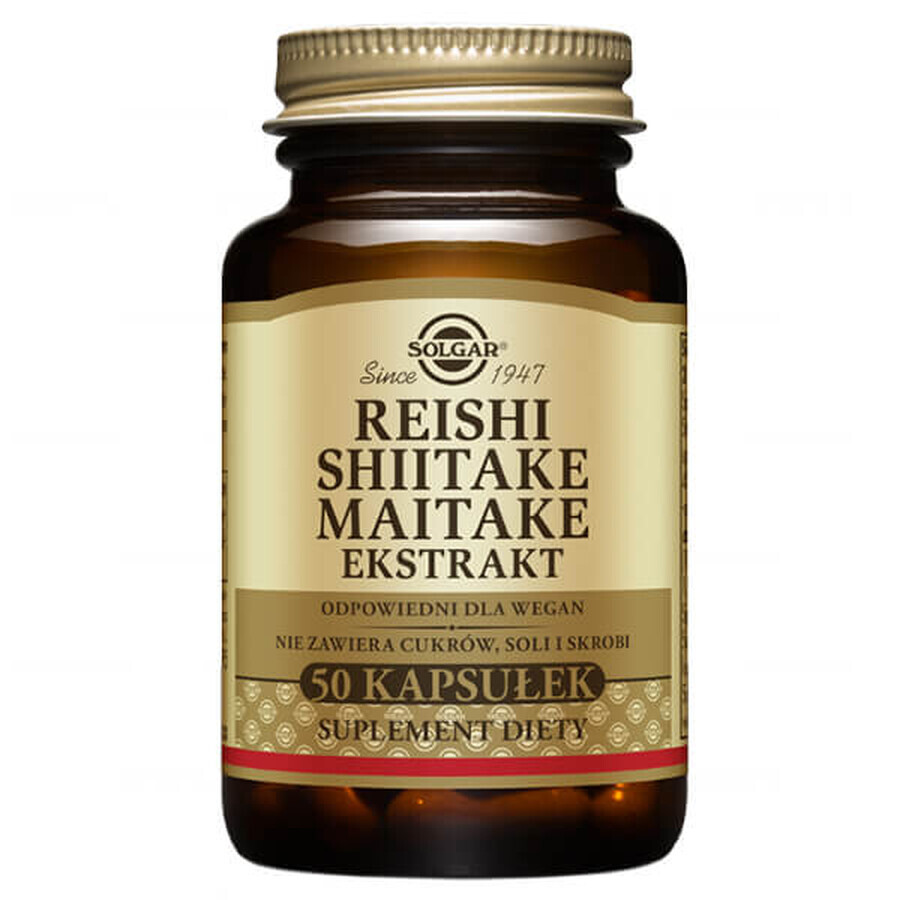 Solgar Reishi, Shiitake, Maitake Extract, 50 gélules