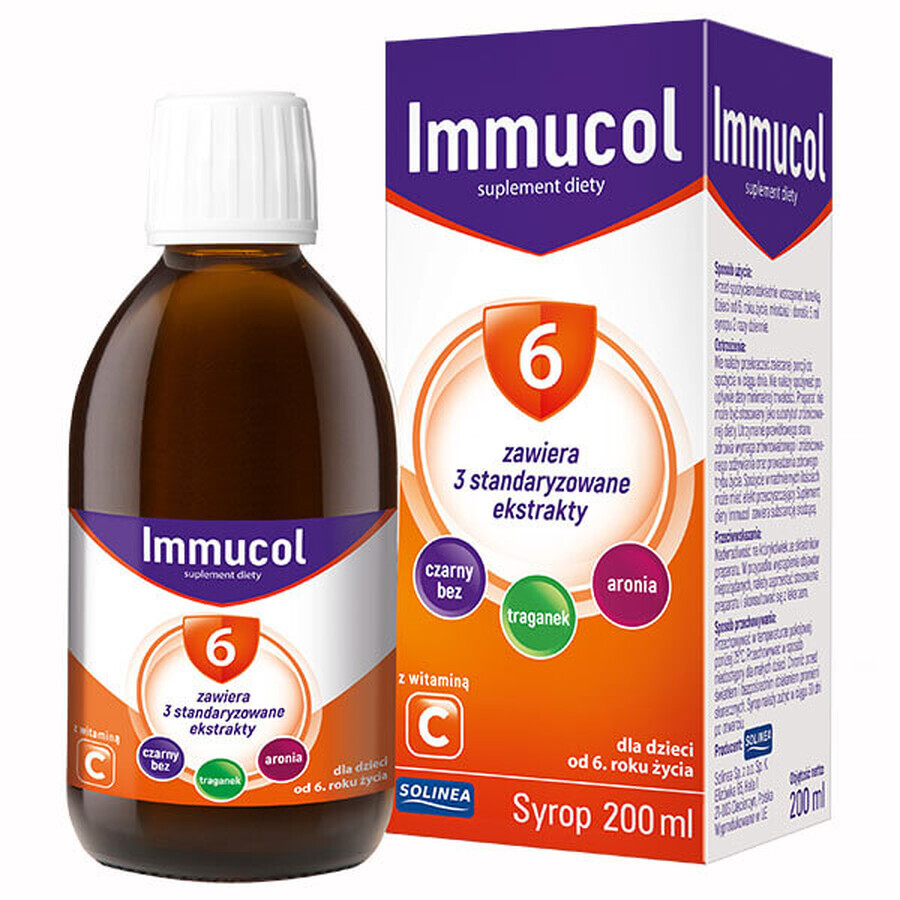 Immucol 6, siroop voor kinderen vanaf 6 jaar en volwassenen, 200 ml