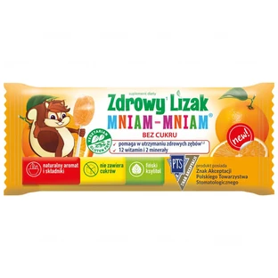 Zdrowy Lizak Mniam-Mniam o smaku pomarańczy, 1 sztuka