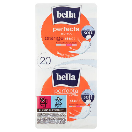 Bella Perfecta Ultra, Extra Soft maandverbanden, anatomisch, Oranje, 20 stuks