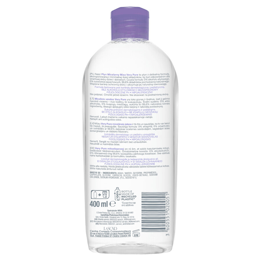 Mixa Molto Puro - Delicato Detergente Micellare 2 in 1, 400ml