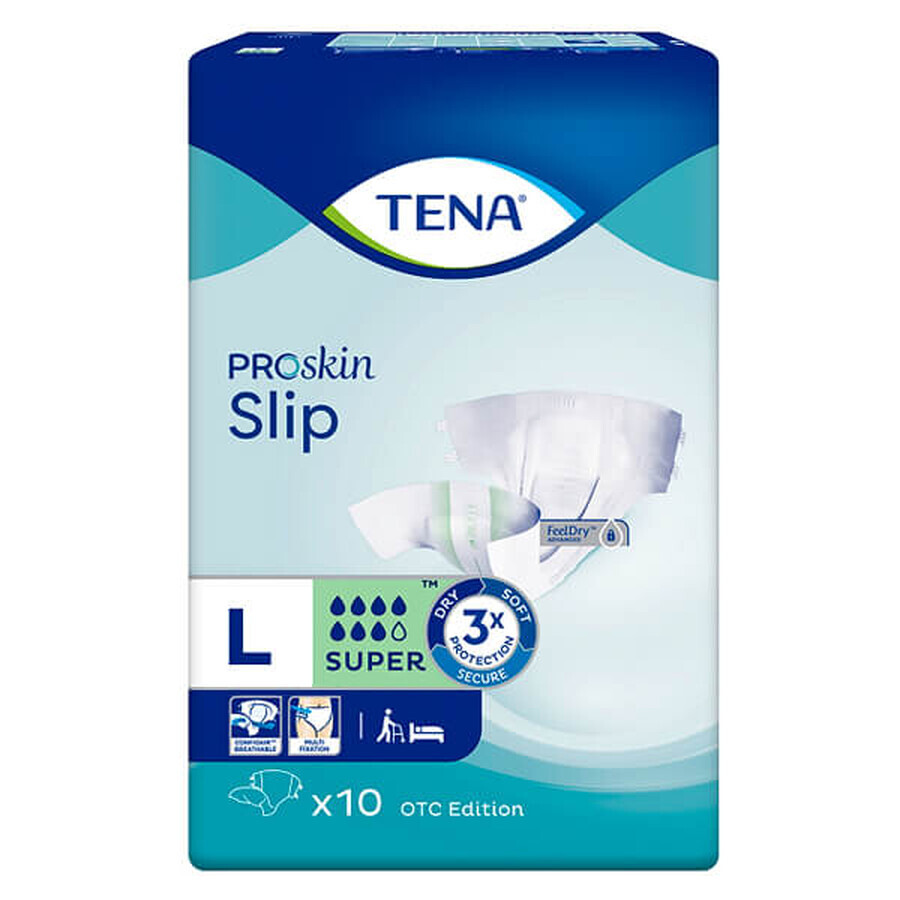 Tena Slip ProSkin, OTC Edition luiers, maat L, Super, 10 stuks