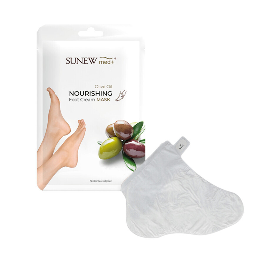 SunewMed+, masque nourrissant pour les pieds, huile de jojoba et huile d'olive, chaussettes, 40 g