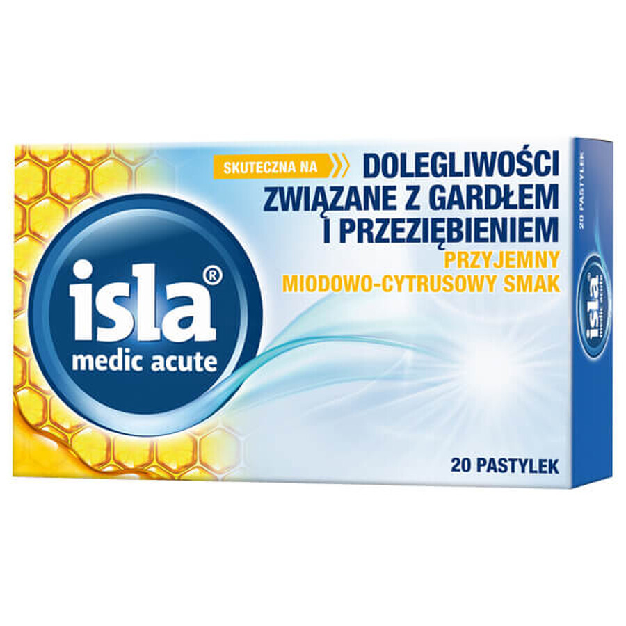 Isla Medic Acute, with honey and citrus flavor, 20 tablets