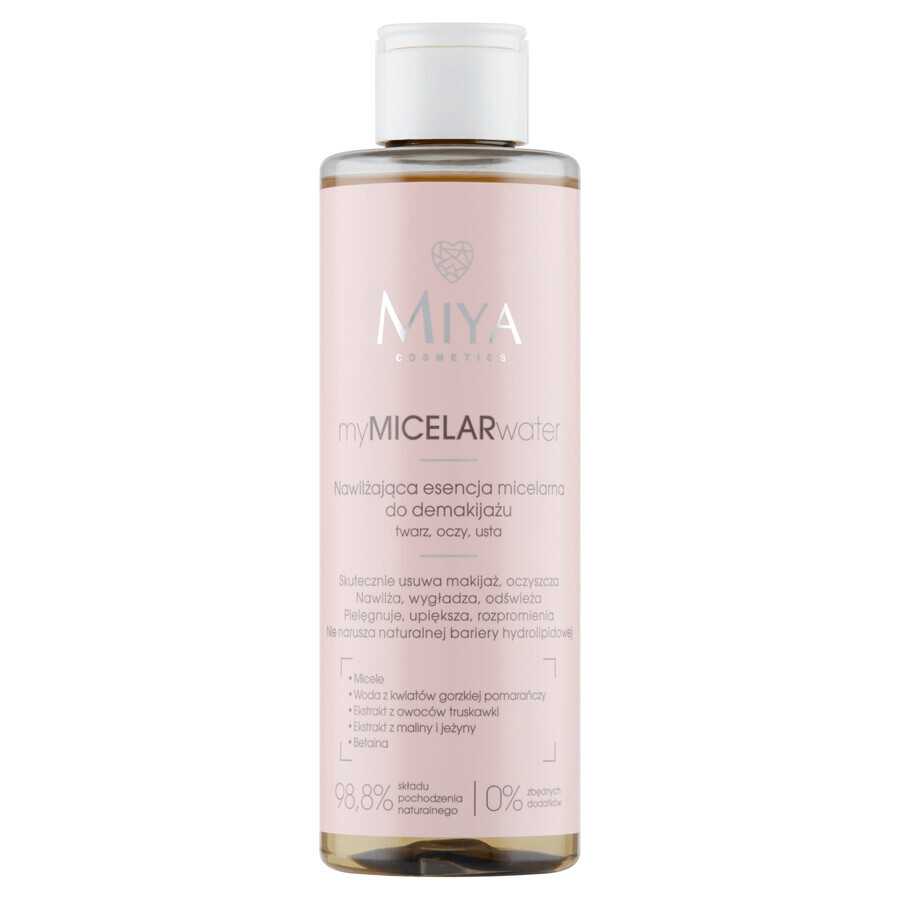 Miya myMICELARwater, hydraterende micellaire essentie voor make-up verwijderen, gezicht, ogen, lippen, 200 ml