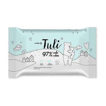 Luba Tuli, lingettes humides pour enfants, avec aloe vera, 60 pièces