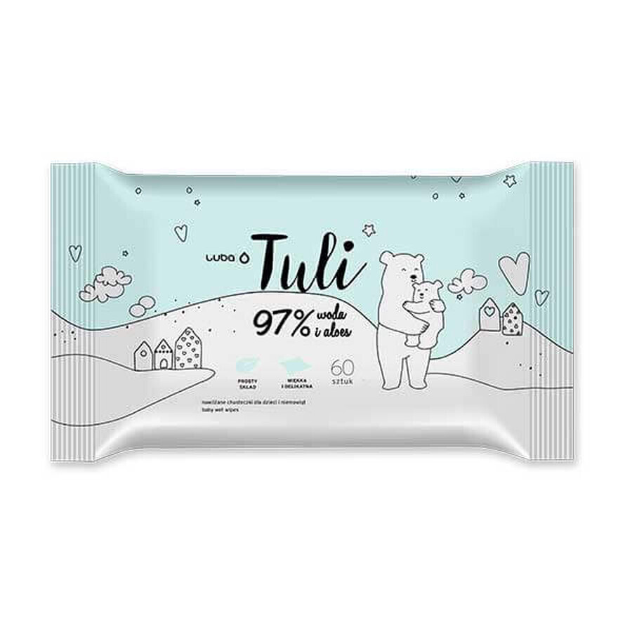 Luba Tuli, lingettes humides pour enfants, avec aloe vera, 60 pièces