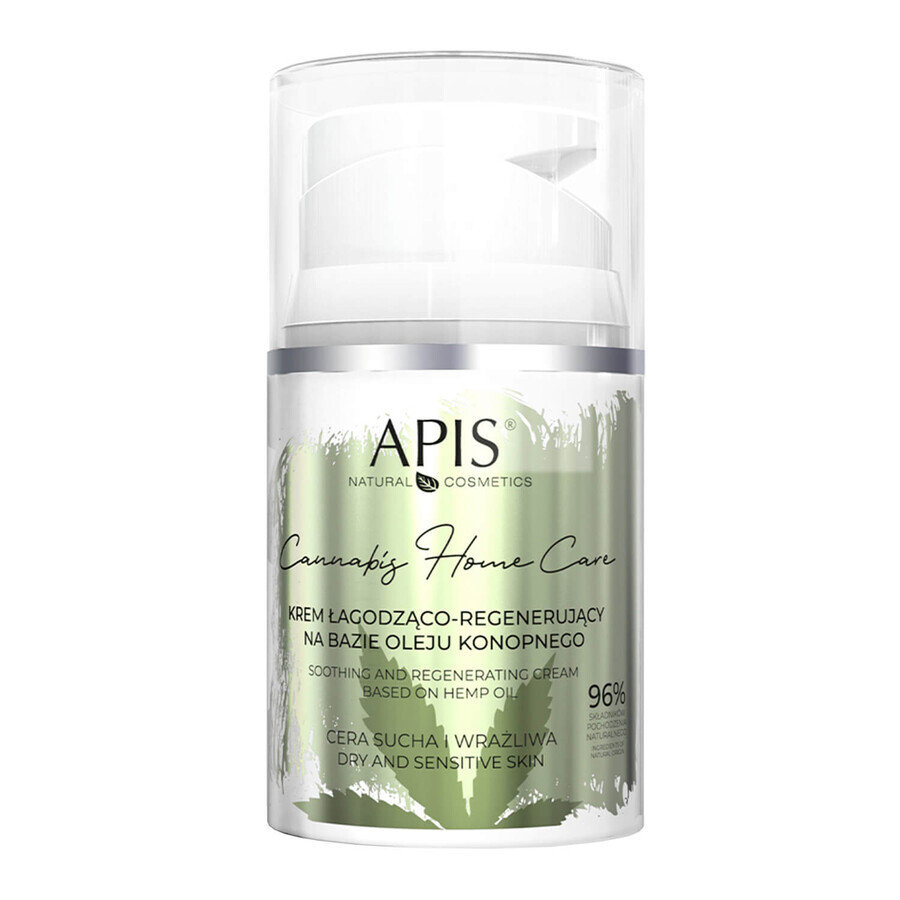 Krem riparatore lenitivo per la cura domiciliare Apis Cannabis Home Care con olio di canapa, 50ml