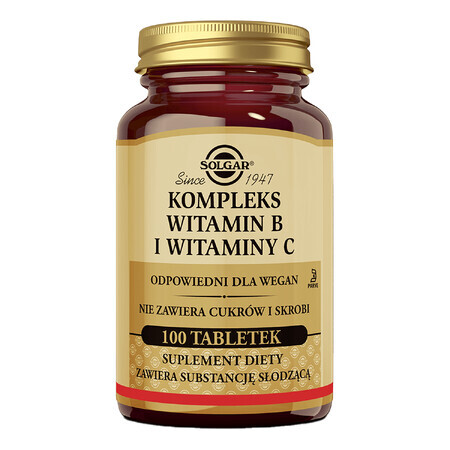 Solgar Vitamin B and Vitamin C Complex, 100 comprimés