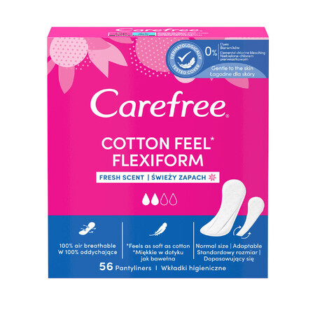 Carefree Cotton Feel Flexiform maandverband, frisse geur, 56 stuks