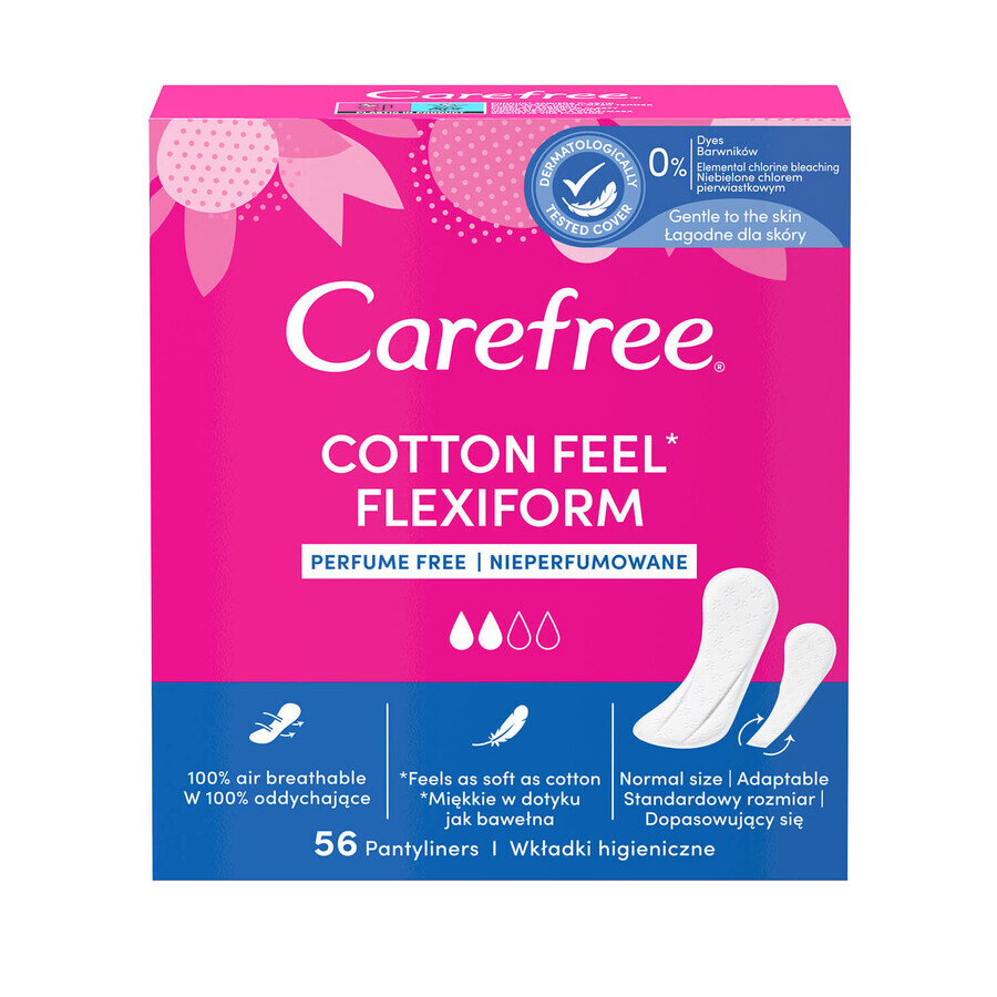 Carefree Cotton Feel Flexiform maandverband, ongeparfumeerd, 56 stuks