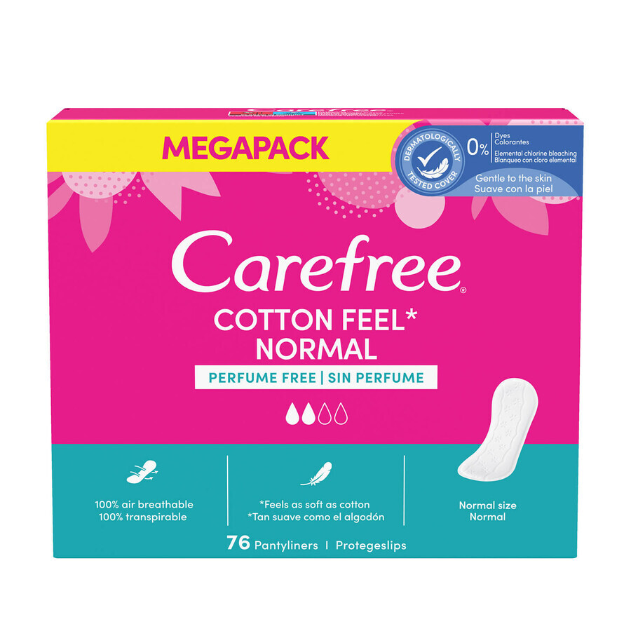 Carefree Cotton Feel Normaal maandverband, ongeparfumeerd, 76 stuks