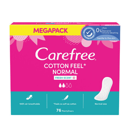 Sanitary pads Carefree Cotton Feel Normal, fresh fragrance, 76 pcs.